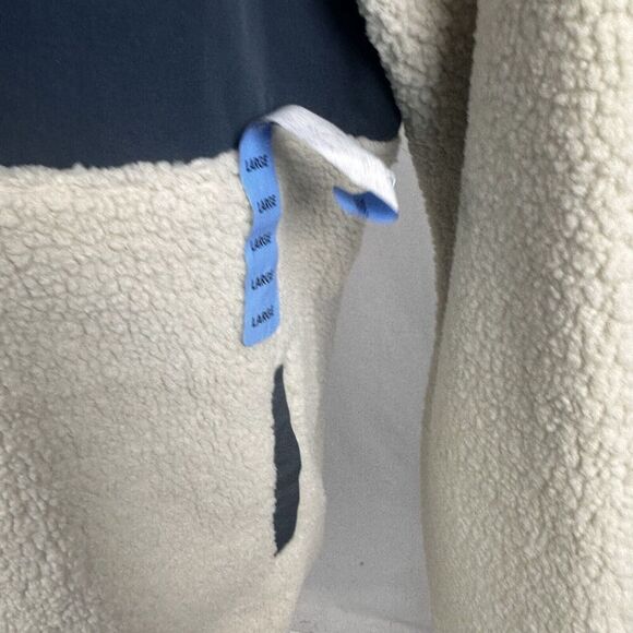 Hurley Half Zip Sherpa Anorak Hoodie Jacket Pullover, Bone/Navy, Size Large - Picture 10 of 13